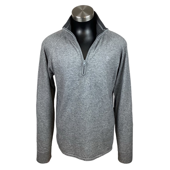 North Face Mens Pullover Sweater Half Zip Wool Blend Gray Medium - Picture 6 of 14